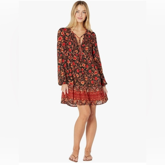 Women’s Billabong Hearts Desire Long Sleeve Floral Mini Dress: Size Small - Picture 5 of 8